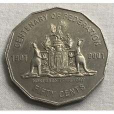 AUSTRALIA 2001 . FIFTY 50 CENTS COIN . CENTENARY OF FEDERATION . NORTHERN TERRITORY